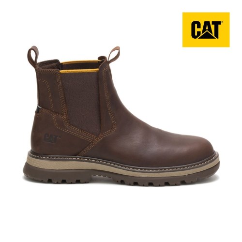 CAT Fairbanks Chelsea Men's Work Boots Dark Brown (AU T-149) Australia